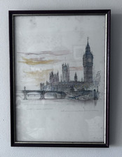 Vintage Mads Stage London Westminster Bridge/Parliament Framed Print