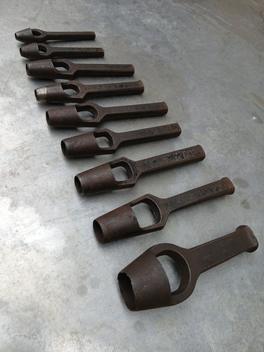 Vintage hollow hole punch - punch, set