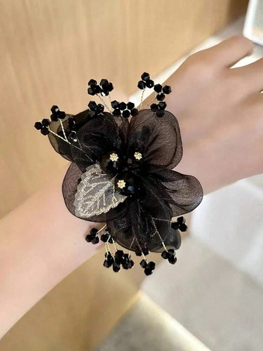Floral leaf rhinestone hair - leaf,