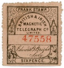 (I.B) British & Irish Magnetic Telegraph Company 6d (with control)