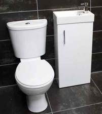 400mm Cloakroom Basin Unit Sink Cupboard + Toilet Set Bathroom Suite + Tap