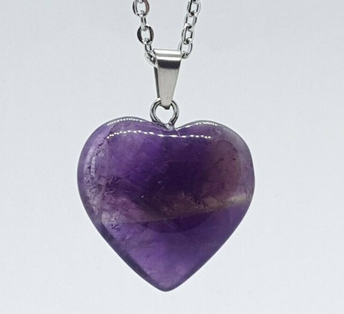 Amethyst necklace love - necklace, heart