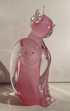 Murano Oball Pink Alabastro Glass Cat Sculpture Figurine Ornament 