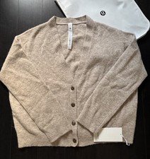 Lululemon Alpaca Wool Blend Cardigan In HEATHERED CREPE BEIGE SZ XL NWT