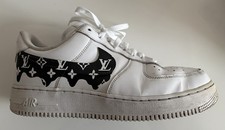 NIKE AIRFORCE 1 x MATT B CUSTOMS LOUIS VUITTON  - WHITE & BLACK - UK9.5