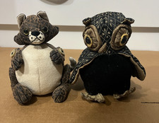 2x Dora Designs Cat & Owl Doorstop Paperweight Desk Ornament Weighted 5"