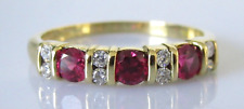 Gold Diamond Ring - Vintage 18ct Yellow Gold Ruby Diamond Band Ring Size J 1/2