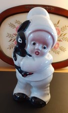 Vintage/Antique ornament, possibly 1920s 30s Snowbaby holding Black Rabbit 