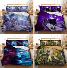 3D Wild Wolf Bedding Set Duvet Quilt Cover  Pillowcases Single Double King Size