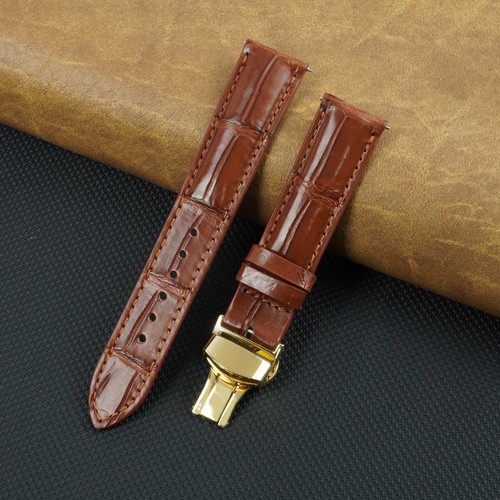 Brown leather watch strap - brown,