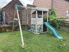 Rebo Outdoor Wooden Tower Frame with Slide and Swing Children's Climbing