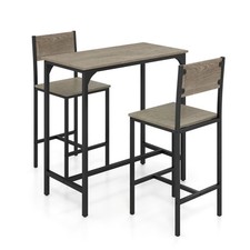 3 Piece Gray Bar Table Set Pub