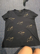 Markus Lupfer Navy Tshirt  Gold Hearts. Size S. V
