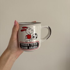 Peanuts Snoopy Mug 'Soccer to'em Saudi Arabia' vintage Rare Collectable cup 