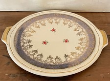 Sarreguemines Very Old Flat French Ceramic Cake/Tart/Pie Plate / Serving Platter