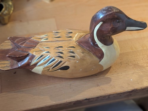 Hand carved wooden duck decoy - hand,