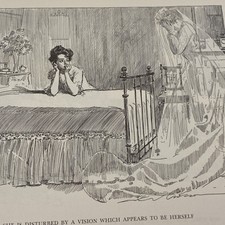 1900's Antique Art Print DISTURBED BY VISION GHOST Charles Dana Gibson Girls