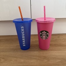 Starbucks Reusable Cold Cup (x2) Bundle | Blue 24oz | Pink 24oz