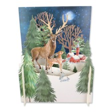 Majestic Snowy Stag & Fawn 3D