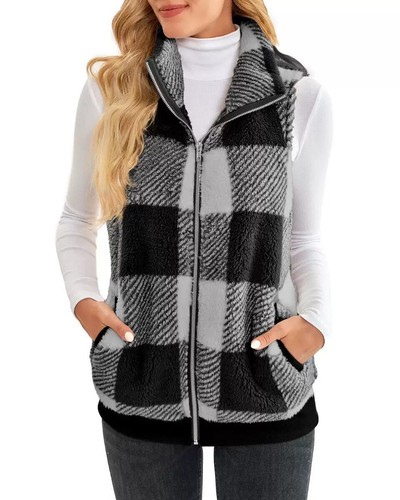Ladies body warmer gilet - gilet, check