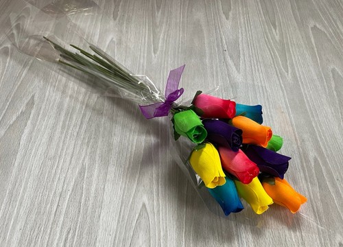 Dozen bright wooden roses - dozen, a