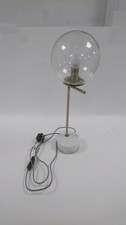 Modern Brass Table Lamp with Glass Globe Shade and Marble Base Collectable