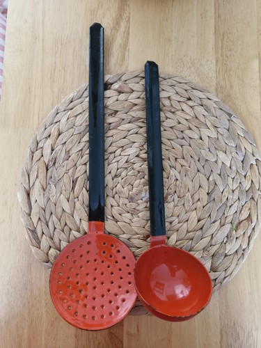 Vintage red orange - and, black