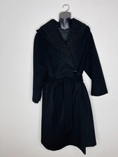 Vintage 1950s Black Coat  Astrakhan Collar UK Size 16-18 Wool / Cashmere? Luxury