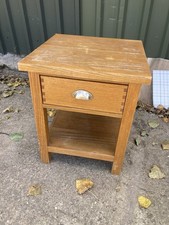 Brown Oak Veneer Bedside Cabinet Table Unit with Drawer