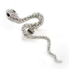 5.5cm Long Snake Use Austria Crystal 18K White Gold-Plated Adjustable Ring