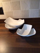 4 White Bowls Suitable For Nibbles By Tognana. 2 Sizes VGC See Photos