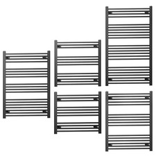Heated Towel Rail Radiator Matt Black | Designer Bathroom Ladder – All Sizes