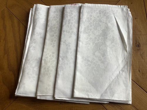 Vintage white damask napkins - damask,