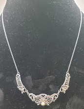 Chromium and Pearl Necklace. Vintage Art Deco.