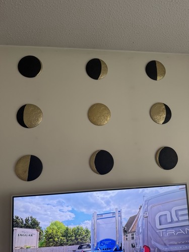 Moon phase wall art black - black, gold