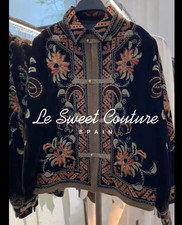 ZARA WOMAN NWT FW25 ZW COLLECTION EMBROIDERED VELVET JACKET BLACK 6895/295/800