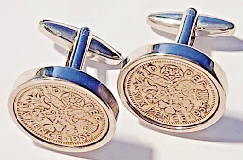Cufflinks steel silver 1956 - cufflinks,