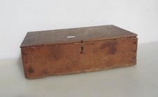 Antique Wooden Box Old Wood Vintage Case Tub Crate Brass Latch 14"W