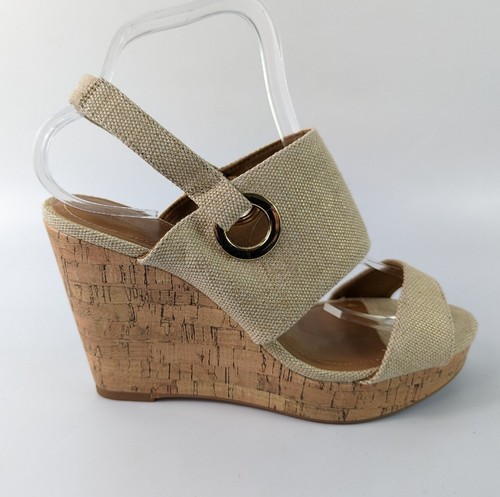 Beige canvas wedge - m,