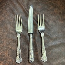 EPNS A1 Sheffield Silver Plate Kings Pattern Cutlery Small Forks & Knife 18&14cm