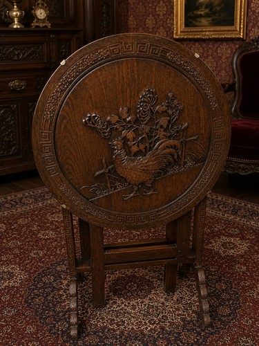 Antique carved oak folding - oak,