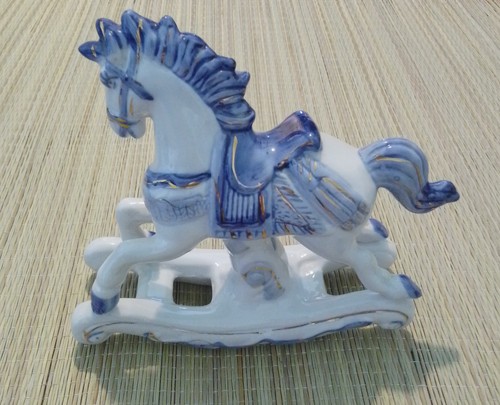 Rocking horse blue white - blue,