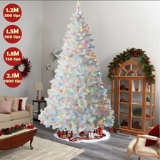 4/5/6/7ft Christmas Tree with Lights Artificial Xmas Tree Bushy Party Decor UK