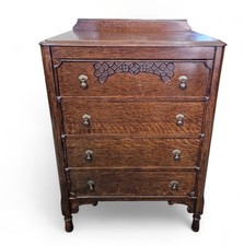 Vintage oak tall chest - oak, of