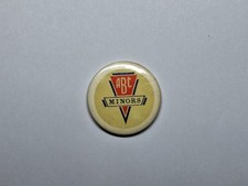 RARE Vintage ABC MINORS Metal Luminous Pin Badge - White