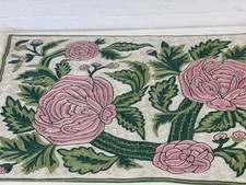 Vintage Kashmiri Crewel Work / Floral Embroidered Wall Hanging Table Throw Rug