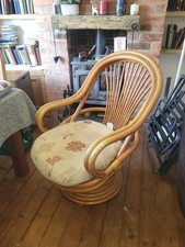 VINTAGE BOHO RATTAN BAMBOO Swivel and Rocking Based Lounge Chairs EGG CHAIR