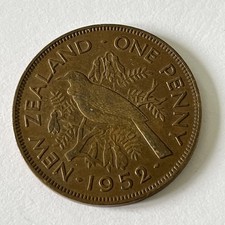 New Zealand One Penny 1952 as pictured. Free postage