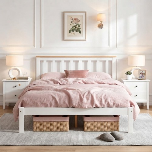 Durable solid pine double - durable, bed