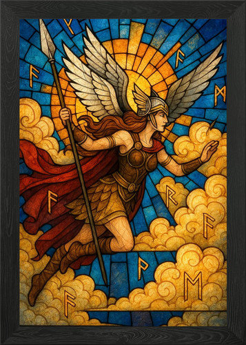 Valkyrie stained glass art - stained,